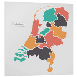 Foam board print Netherlands map modern abstract with round shapes