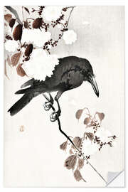 Sticker mural Crow and Cherry Blossoms