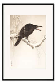 Gerahmter Kunstdruck Rabe im Schnee
