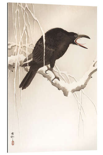 Galleriprint Cawing Crow on Snow Covered Branch