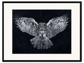 Impresión de arte enmarcada Night Flight of The Owl
