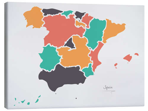 Obraz na płótnie Spain map modern abstract with round shapes