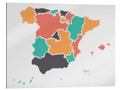 Gallery print Spain map modern abstract with round shapes