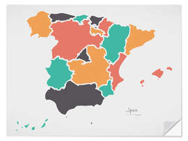 Naklejka na ścianę Spain map modern abstract with round shapes