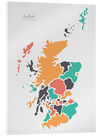 Cuadro de metacrilato Scotland map modern abstract with round shapes