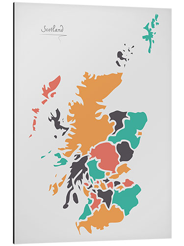 Alubild Schottland Landkarte modern abstrakt mit runden Formen