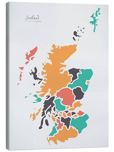 Leinwandbild Schottland Landkarte modern abstrakt mit runden Formen