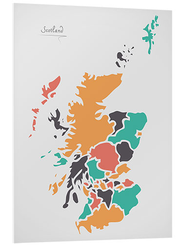 Foam board print Scotland map modern abstract with round shapes