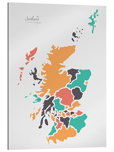 Gallery print Scotland map modern abstract with round shapes