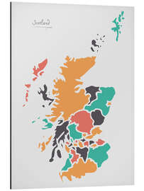 Magnettafel Schottland Landkarte modern abstrakt mit runden Formen