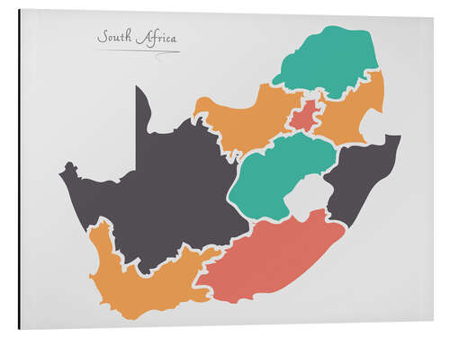 Aluminium print South Africa map modern abstract with round shapes