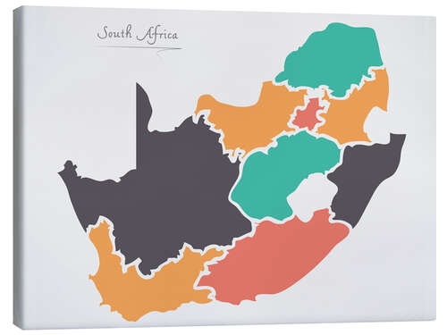 Canvas print South Africa map modern abstract with round shapes