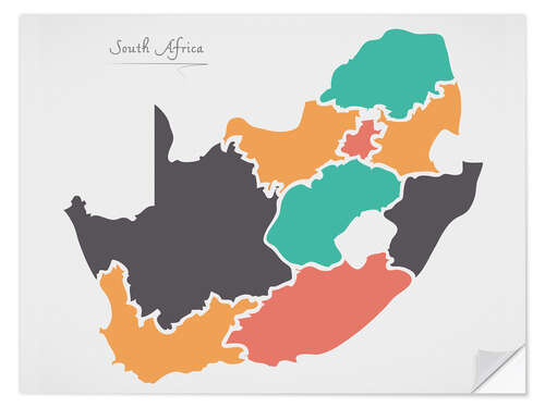 Sisustustarra South Africa map modern abstract with round shapes