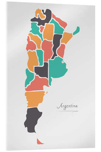 Cuadro de metacrilato Argentina map modern abstract with round shapes