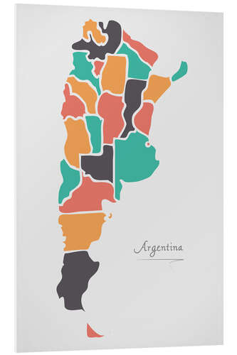 Foam board print Argentina map modern abstract with round shapes