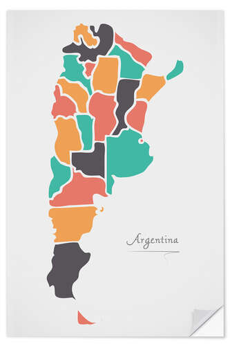 Selvklebende plakat Argentina map modern abstract with round shapes