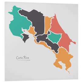 Foam board print Costa Rica map modern abstract with round shapes