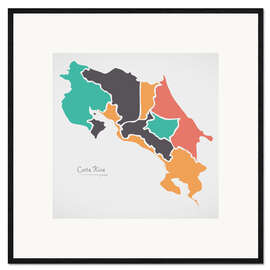 Framed art print Costa Rica map modern abstract with round shapes