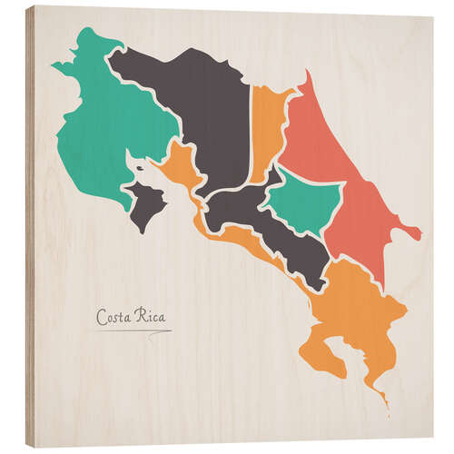 Stampa su legno Costa Rica map modern abstract with round shapes