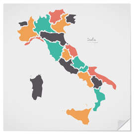 Naklejka na ścianę Italy map modern abstract with round shapes