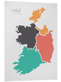 Foam board print Ireland map modern abstract with round shapes