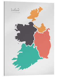 Gallery print Ireland map modern abstract with round shapes