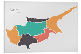 Print på aluminium Cyprus map modern abstract with round shapes