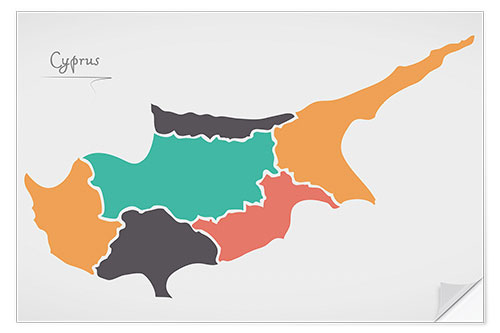 Naklejka na ścianę Cyprus map modern abstract with round shapes