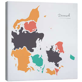 Canvas print Denmark map modern abstract with round shapes