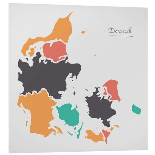 Foam board print Denmark map modern abstract with round shapes