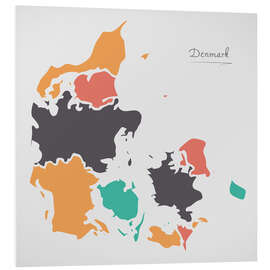 Foam board print Denmark map modern abstract with round shapes