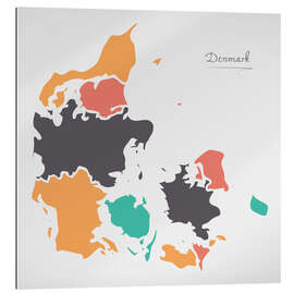 Gallery print Denmark map modern abstract with round shapes