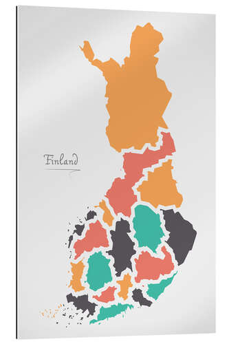 Galleritryk Finnland Landkarte modern abstrakt mit runden Formen