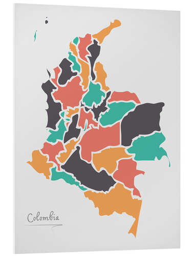 Foam board print Colombia map modern abstract with round shapes