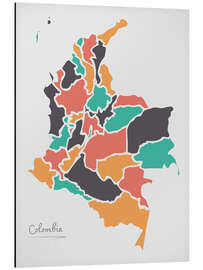 Magnettafel Kolumbien Landkarte modern abstrakt mit runden Formen