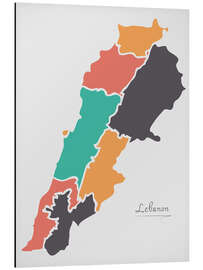 Magnettafel Libanon Landkarte modern abstrakt mit runden Formen