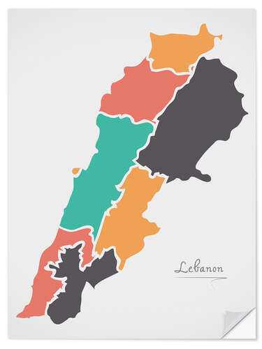 Naklejka na ścianę Lebanon map modern abstract with round shapes