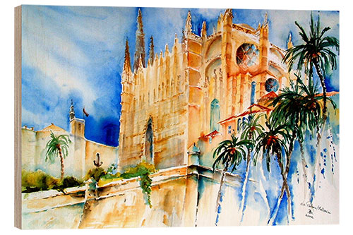 Wood print Majorca Palma Cathedral