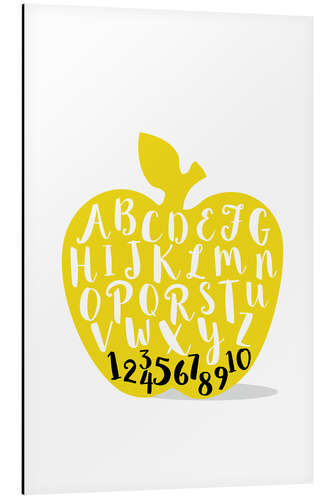 Aluminium print ABC apple yellow