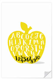 Selvklebende plakat ABC apple yellow