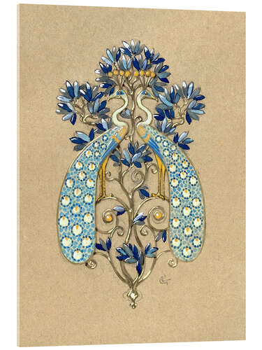 Tableau en verre acrylique Dessin pour une boucle de ceinture avec motif paon