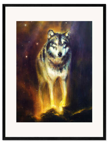 Impresión de arte enmarcada Lobo cósmico