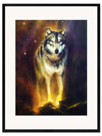 Impression artistique encadrée Loup cosmique