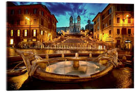 Acrylglasbild  Spanische Treppe und Fontana della Barcaccia in Rom