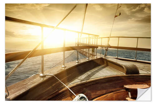 Adesivo murale Ship on the sea in sunbeams