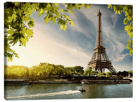 Canvastavla Eiffel tower on the river Seine, France