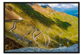 Gerahmter Kunstdruck Stelvio Pass - Italienische Gebirgspass-Straßen-Landschaft