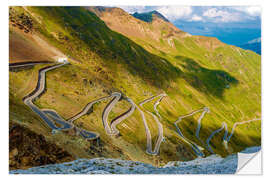Wandsticker Stelvio Pass - Italienische Gebirgspass-Straßen-Landschaft