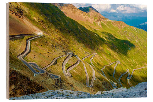Obraz na drewnie Stelvio Pass - Italian Mountain Pass Road Landscape