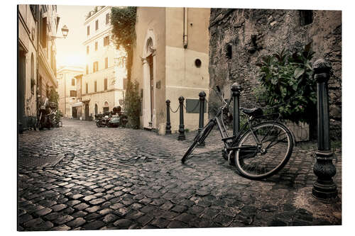 Tableau en aluminium Vélo dans le quartier de Trastevere, Rome